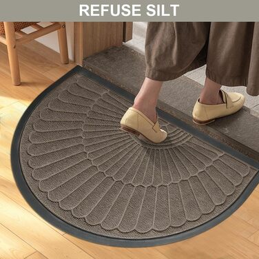 Напівкруглий килимок для дверей 50x80 см, нековзкий, для використання всередині/зовні, миється, стійкий до атмосферних впливів, брудозатримуючий килимок (коричневий)