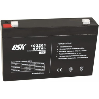 Герметичний перезаряджаний свинцево-кислотний акумулятор AGM 6 В ємністю 7 Агод. Ідеально підходить для автомобілів та електромотоциклів, дитячих скутерів, систем ДБЖ, систем безпеки та зв'язку, Одинарний, 103201