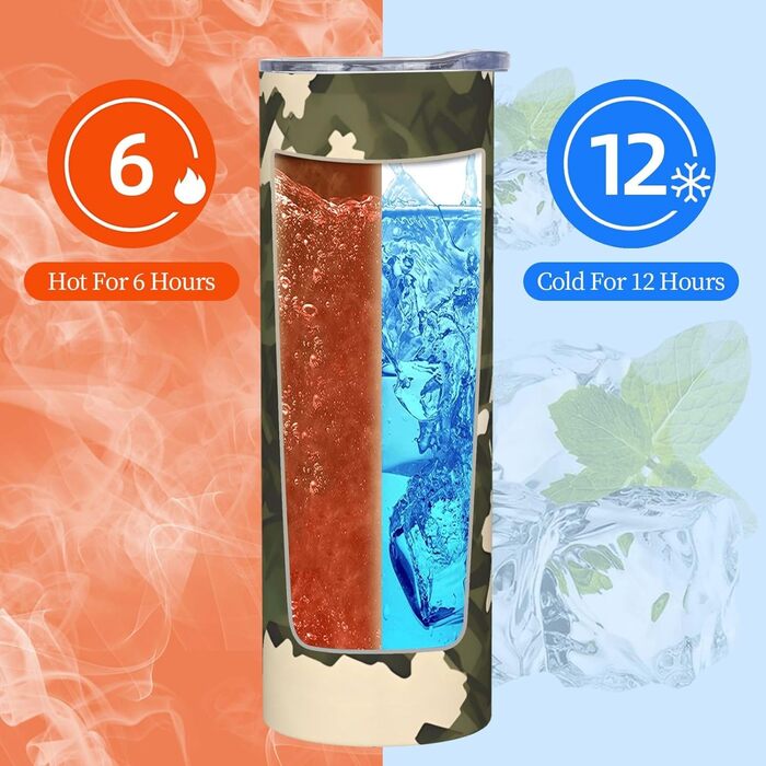 Кухоль з прямою трубочкою, 590 мл, армійський камуфляж, з принтом, дорожній кухоль, підходить для кемпінгу, офісу та дому