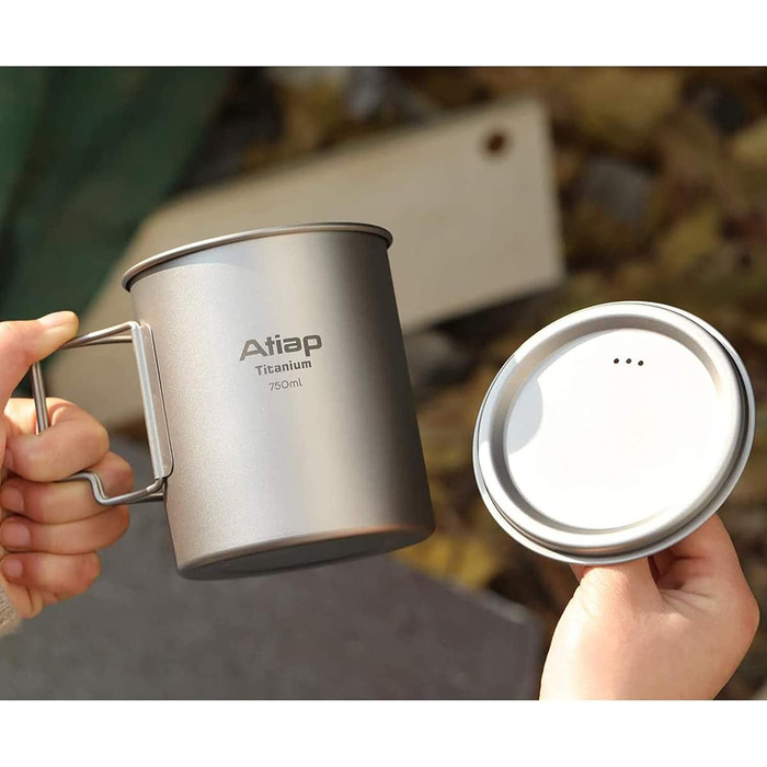 Титанова каструля, чашка 750 мл з кришкою, складна ручка, портативна, легка, для кемпінгу та пікніків на свіжому повітрі (каструля 750 мл)
