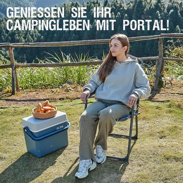 Крісло для кемпінгу Portal, складне, кемпінгове крісло, вантажопідйомність до 100 кг, легке, рибальське крісло, пляжне крісло, складне, висока спинка для використання на вулиці, в саду, на фестивалі, сіре