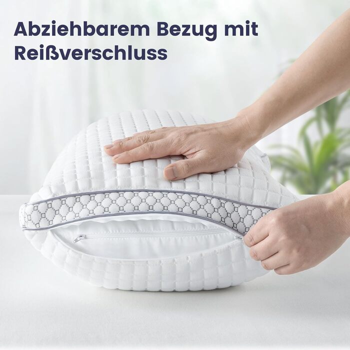 Подушка BedStory 40x80 зі знімним чохлом, регульованим наповнювачем з волокна, готельна подушка на блискавці, комплект з 2 подушок з мікрофібри 950 г, подушка для шиї, яку можна прати, для алергіків