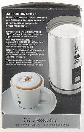 Ємність 240 мл, 500 Вт, 1 чашка Нержавіюча сталь, сріблясто-чорний один розмір срібло, 0004430 Montalatte Elettrico