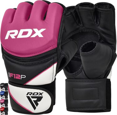 Професійні рукавички RDX MMA, греплінг, спаринг, тренування, шкіра майя, кікбоксинг, бойові мистецтва з підкладкою, муай-тай, боксерський мішок, мішки з піском, боксерські рукавички, чоловічі та жіночі бойові мистецтва, рожевий колір S