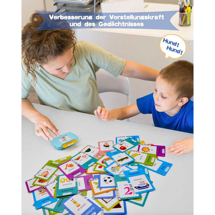 Говорячі флеш-картки, стандартна німецька мова - 255 аркушів, 510 слів, розмовні флеш-картки, розвиваючі іграшки для малюків 2-4 р