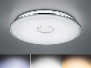 Стеля LED-світильник Trio Leuchten Osaka 678710006, хром, білий акрил з ефектом зоряного неба, 100 Вт, дистанційне керування, регулювання яскравості та кольору світла, функція нічника, діаметр 65 см