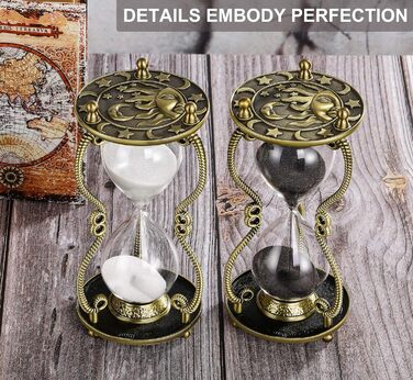 Пісочний годинник SuLiao для Uten, поворотний на 720, старовинний білий пісочний годинник, вінтажний пісочний годинник 1 Hora Reloj de Arena, великий метал, пісочний годинник, офіс, письмовий стіл, дім, весільне оформлення (чорний, 60 хвилин)