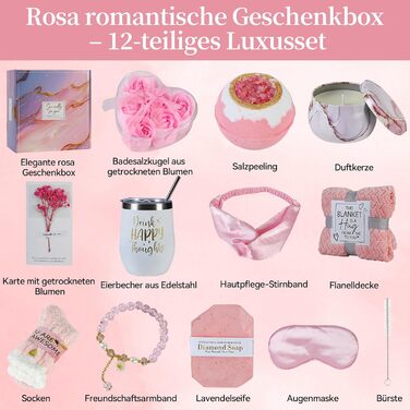 Подарунки для жінок, подарунок на день народження для жінок, подарунковий набір для дівчини на день народження з 12 предметів, включаючи ізольовану кружку з фланелевою кришкою, ідеї подарунків для мами, сестри, колег, релаксація у ванні