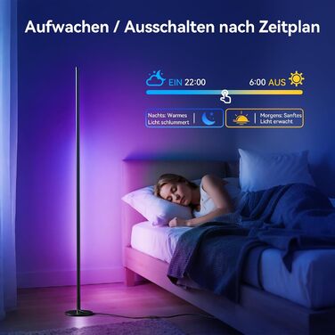 Набір з 2 RGB LED торшерів для вітальні (160 см) димовані підлогові світильники з пультом та керуванням через додаток, музичні та DIY-режими, таймер для спальні та геймінгу