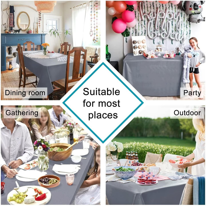Скатертина Hiasan Гладка скатертина Стійка до плям скатертина з ефектом лотоса Легка водовідштовхувальна столова білизна, сіра, 14