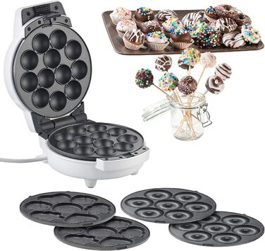 Виробник пончиків Rosenstein & Shne виробник пончиків 3в1, кексів і кейк-попси, антипригарний, 600 Вт (Donatmaker, Donut Maker 3in1, ідеї для подарунків)