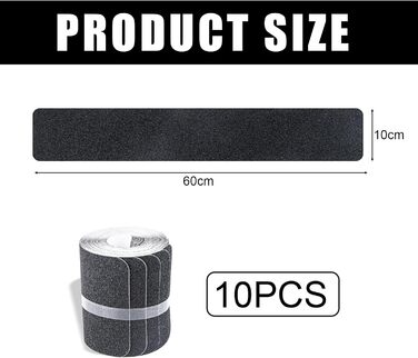 Самоклеючі, нековзні сходинки, 10 шт. , 60x10 см, для дерев&39яних сходинок та підлоги, чорні