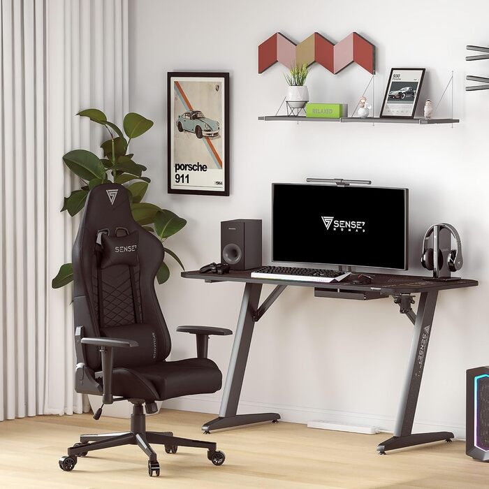 Офісне крісло Gaming Spellcaster, ергономічне крісло для геймерів, підлокітники, цільна сталева рама, регульований кут нахилу, чорний колір, 43-52 x 69,5 x 57 см, 5907783039720, шкіра чорного кольору