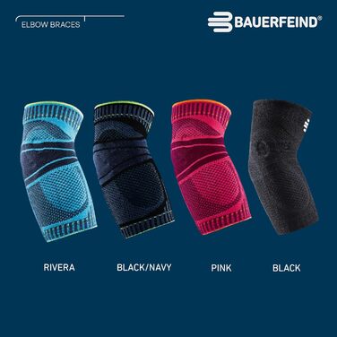 Бандаж для ліктя BAUERFEIND для тенісного та гольфістського ліктя, унісекс, повністю чорний XS