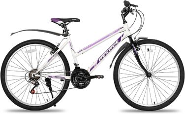 Гірський велосипед HILAND 24/26 дюймів, 21-швидкісний подвійний V-подібний гальмо MTB, гірський велосипед для підлітків та дорослих, чоловіків та жінок, білий 24 дюйми