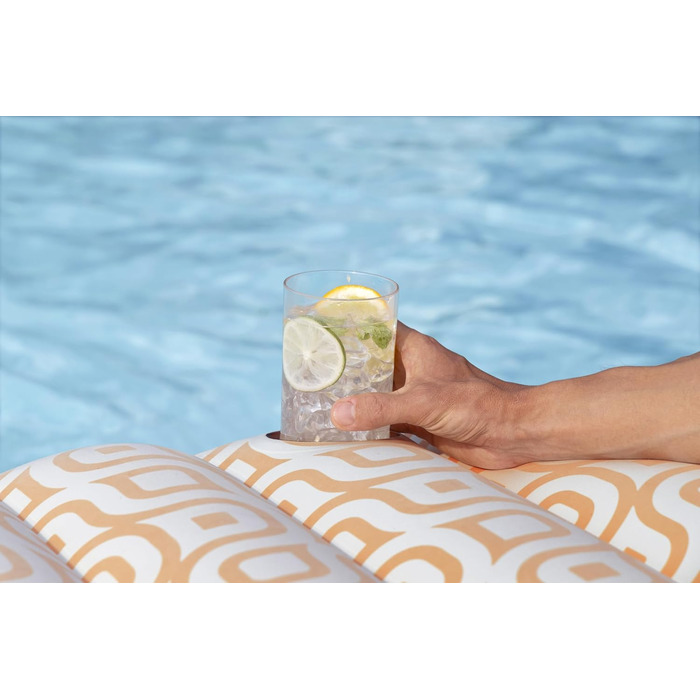 Надувний матрац Bestway з оксамитовою поверхнею, 169 x 77,5 x 30,5 см, 1 особа, ПВХ, 2 повітряні камери, оксамитова поверхня, вбудований тримач для напоїв, запобіжний та швидкознімний клапан, латка для ремонту