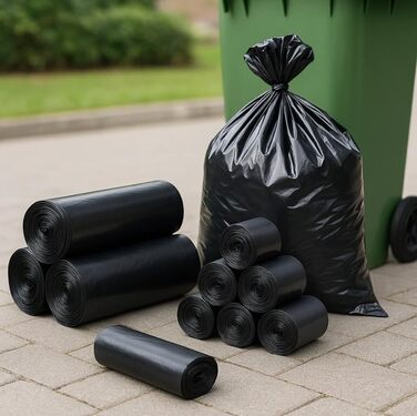 Міцні сміттєві мішки Babylonplast 240 л (40 шт. у упаковці) Міцні сміттєві мішки Міцні сміттєві мішки, стійкі до розривів 100125 см Вантажопідйомність 100 кг Мішки для відходів та будівельних відходів 70 мкм/Тип 100 (чорні) 40 мішків / 240 л