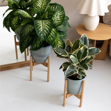 Підставка для рослин Gadgy - Набір із 2 бамбукових підставок для квітів - Регульовані квіткові табурети для горщиків діаметром до 30,5 см - Підставка для квіткових горщиків, висота 35,5 см - Підставка для рослин на бамбукових ніжках.