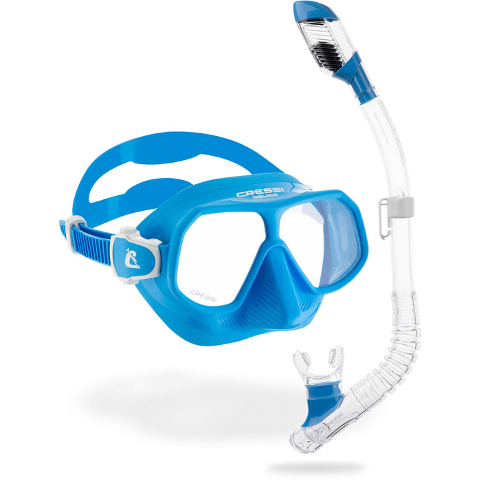 Набір для дитячого підводного плавання CRESSI Rombo & Mini Dry Snorkel Set маска для дайвінгу з трубкою для хлопчиків та дівчаток, силіконовий обідок, клапан із захистом від бризок та регульовані пряжки для підводного плавання та плавання, один розмір, бл