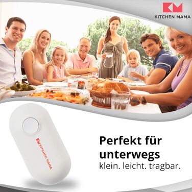 Електричний консервний нож Kitchen Mama Mini - кишеньковий консервний нож з легким дотиком, без гострих країв, зручним для подорожей форматом і чіпким дизайном - білий