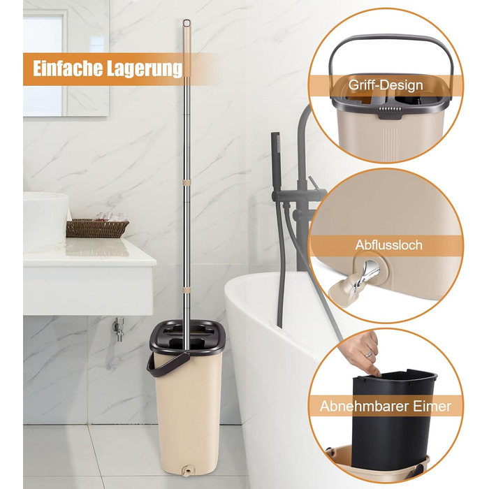 Набір швабр Midyb з відром, швабра для підлоги та відро з 6-ма насадками для вологого та сухого прибирання, швабри з мікрофібри дл