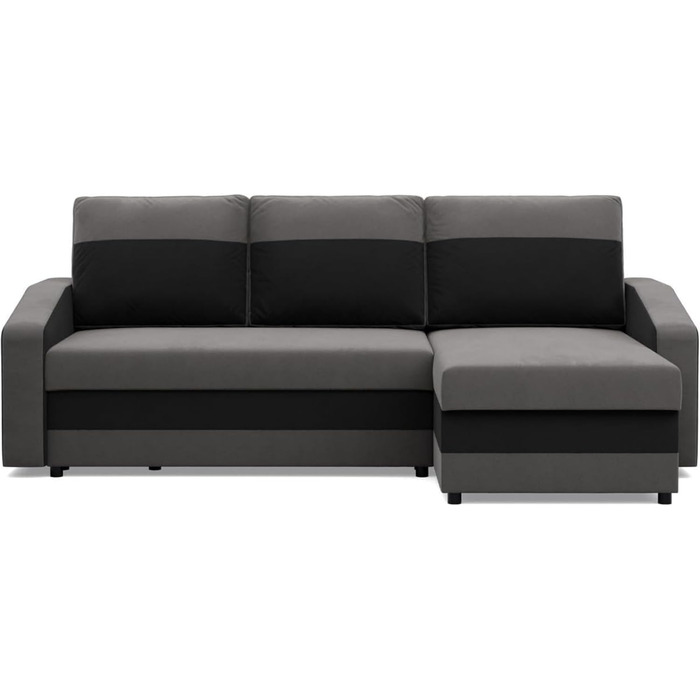 Кутовий диван з функцією сну та ящиком для зберігання Orion, Універсальний кутовий диван, L-подібний диван (ШxГxВ) 231 x 140 x 85 см, диван для вітальні, кутовий диван, сірий чорний (мікро 27 мікро 15)