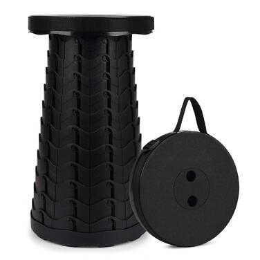 Портативний складний стілець, міні-телескопічний стілець другого покоління, легкий кемпінговий стілець для кемпінгу на свіжому повітрі, риболовлі, барбекю, кухні в приміщенні, вантажопідйомність 397 фунтів (чорний)