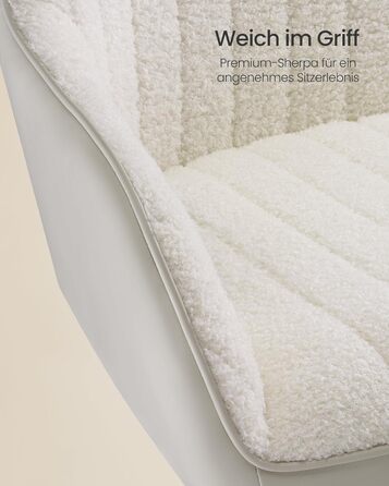 Офісний стілець SONGMICS, обертовий, шерпа та штучна шкіра, пінопластова оббивка, регульована висота, для домашнього офісу, бару, капучино бежевий-хмарно білий OBG012W01 Капучино бежевий хмарно білий шерпа тканина ПУ