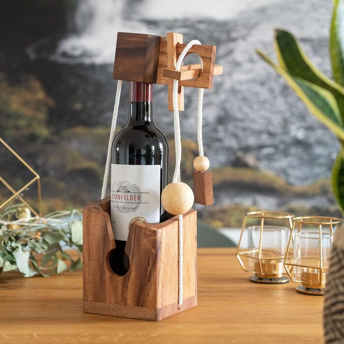 Сейф для пляшок LOGOPLAY - головоломка на нитках - гра на мислення - головоломка - гра на терпіння - логічна гра з цінного дерева