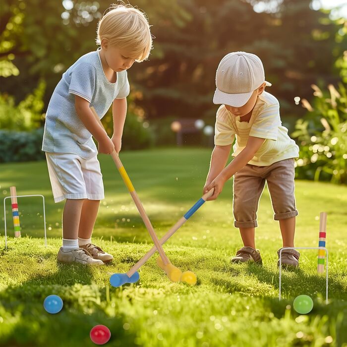 Дерев&39яний набір для крокету, гра в крокет для 4 гравців, діти та дорослі, гра в крокет на свіжому повітрі, розвага для хлопчиків та дівчаток від 3 років (різні)