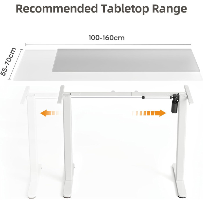 Каркас столу Claiks з регульованою висотою та колесами, електричний каркас столу з 3 функціями пам&39яті, каркас столу з потужним двигуном, білий, Т-подібний, білий