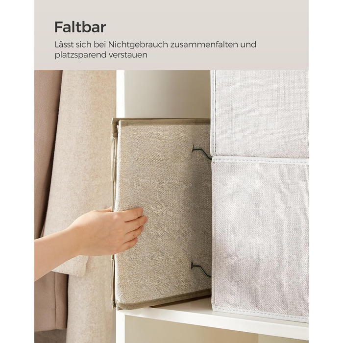 Підвісний органайзер SONGMICS, набір з 2 шт. , органайзер для шафи, підвісна полиця, підвісне місце для зберігання, складаний та компактний, металеві гачки та бамбукові вставки, текстура, що нагадує лляну тканину, пісочно-бежевий RCH005Y02 Пісочно-бежевий