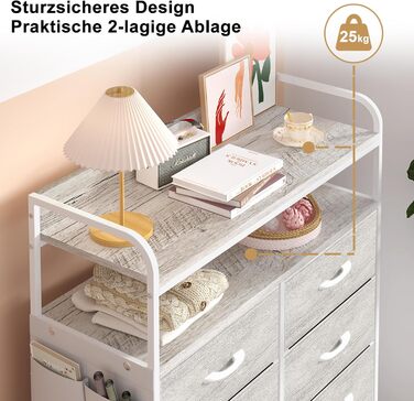 Комод, шафа, шафа для зберігання речей, 8 тканинних шухляд, 4 бічні кишені, 2-рівневі дерев&39яні полиці, скриня для спальні, вітальні, білий дуб, 8 шухляд з бічними кишенями