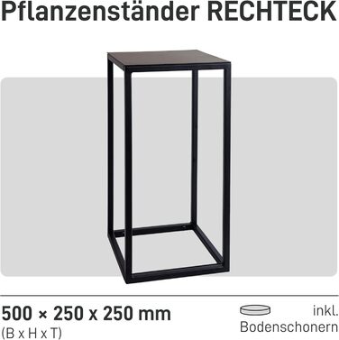 Підставка для квітів Natural Goods Berlin Металева підставка для квітів Чорна 50 см - Квадратна декоративна підставка для рослин - Стійка до погодних умов, стабільна та проста в догляді вулична підставка для квітів - Ідеально підходить як підставка для кв