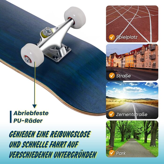 Скейтборд COSTWAY Cruiser Blue 80x20 см повний круїзер для початківців ABEC-7 7-шаровий канадський клен синій лонгборд-скейт для дітей дорослих трюків універсальний стріт парк оригінал 2025