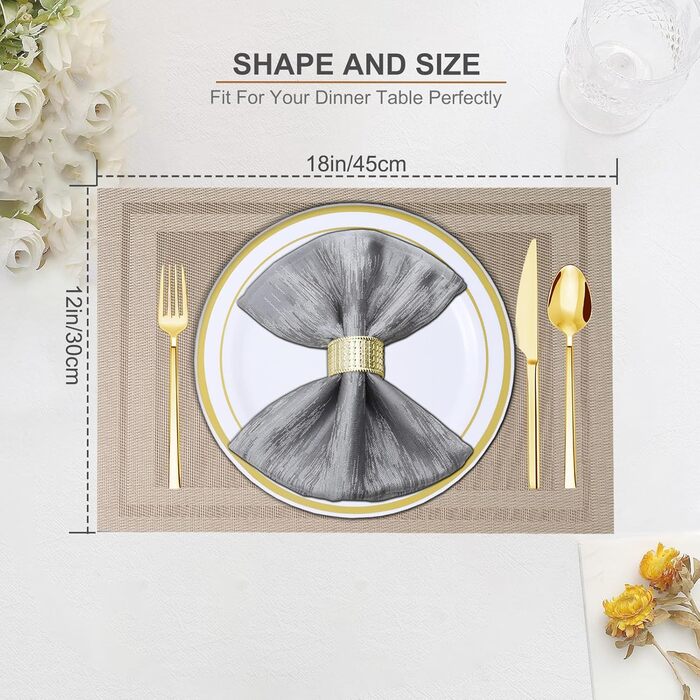 Серветки миються Набір з 6 вінілових серветок для обіднього столу Кухонні серветки Міцні серветкиСтолові аксесуари - набір з 6 сер