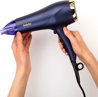 Фен BaByliss Midnight Luxe Потужний (2300 Вт), Іонізація Anti-Frizz, швидке сушіння, професійний та легкий, 3 температурні та 2 швидкісні режими, 5781PE EU