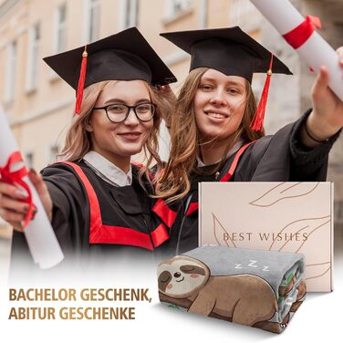 Подарунок на ступінь бакалавра, подарунки на випускний у середній школі, подарунок на ступінь магістра - м&39які подарунки-ковдри для успішного складання іспитів, подарунок на докторат, лінивець з ступенем, сірий, 50&39 x 60&39