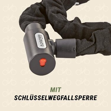 Замок велосипедний Prophete, ланцюговий з автоматичним замиканням, захист від втрати ключа, довжина 120 см, колір чорний