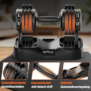 Набір регульованих гантелей DH FitLife 2026 (2 шт. по 25 кг), 18 рівнів навантаження, 18-в-1