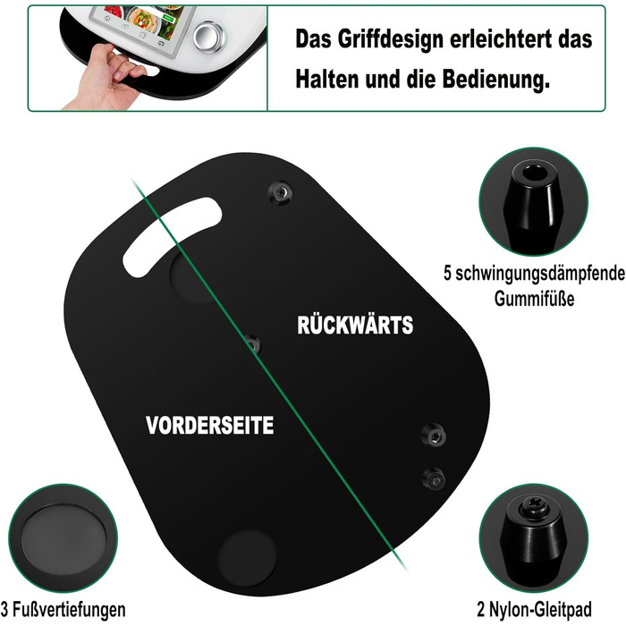 Для розсувної дошки Thermomix TM6 TM5 акрил, швидкопереміщена дошка Ticanros Premium для кухонного комбайна Thermomix Vorwerk TM6 аксесуари Pad Board, глянцевий чорний