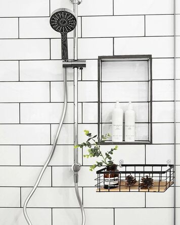 Дротяний кошик, металевий кошик, металевий кошик для зберігання у ванній кімнаті, металевий кошик зі знімною дерев&39яною основою, настінний кошик для дому, для фруктів та закусок, кухонна комора, 2 предмети, 29x13x10 см, чорний