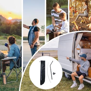 Підставка для кемпінгового ліхтаря стовп для кемпінгового ліхтаря 57 см, легко регулюється по висоті Стовпи для ліхтарів з алюмінієвого сплаву з сумкою для перенесення, світлова щогла для походів, піших прогулянок, пікніків, чорний колір