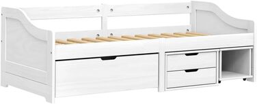 Дитяче ліжко Festnight з 3 шухлядами, ліжко з місцем для зберігання, дитяче ліжко Senta, молодіжне ліжко, ліжко 90x200, сосна натуральна, кушетка, гостьове ліжко, односпальне ліжко з шухлядами, функціональне ліжко, двоярусне ліжко, білий колір 90x200 см, 