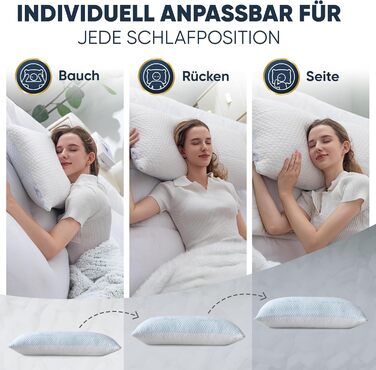 Подушка з піни з ефектом пам&39яті - 40x80, регульована по висоті - Подушки для сну, підходить для тих, хто спить на боці, та інших - Преміальний наповнювач для полегшення болю в шиї - Легко підберіть потрібну висоту 1