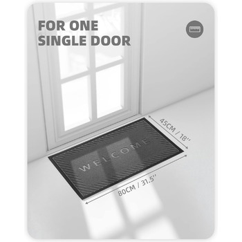 Килимок для вхідних дверей Color G, брудозатримуючий килимок для вхідних дверей, нековзний килимок для входу на вулиці, килимок для входу, для зовнішнього та внутрішнього використання (45 x 80 см, чорно-сірий) Чорно-сірий 45 x 80 см (прямокутний)