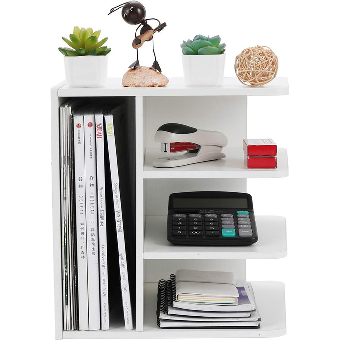 Відділення дерев&39яний органайзер для офісного столу формату A4 Тримач для документів Лоток для файлів Тримач для журналів Лоток для листів Організатор для паперових журналів, білий, 4-