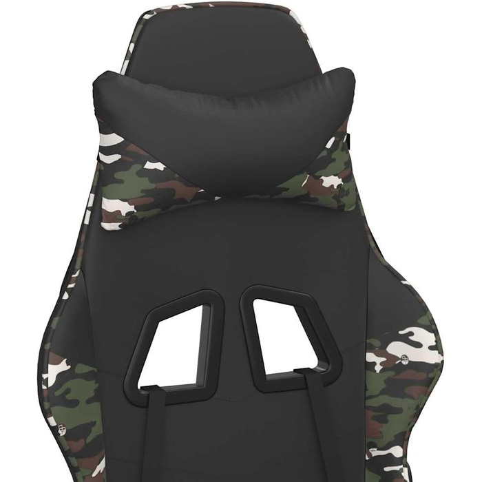 Ігрове крісло з функцією масажу та підставкою для ніг з чорної камуфляжної штучної шкіри, регульована спинка, поворот на 360 градусів, ергономічне офісне крісло для домашнього офісу, 37 x 45 см (Ш x Г), чорний та камуфляжний