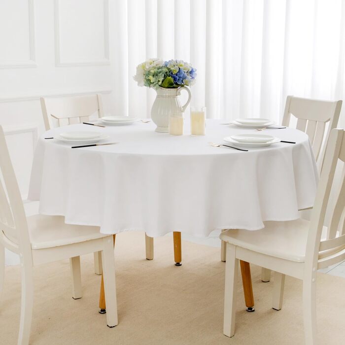 Скатертина римська кругла 160 см Біла миється і водовідштовхувальна різдвяна скатертина Скатертина підходить для вечірки, кафе, ре