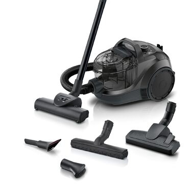 Безмішковий пилосос Bosch Serie 4 BGD21BA3T гігієнічний фільтр, 10 років гарантії на двигун, для паркету, килимів та плитки, насадка для твердих підлог, турбощітка, висока потужність всмоктування, компактний, 750 Вт, чорний